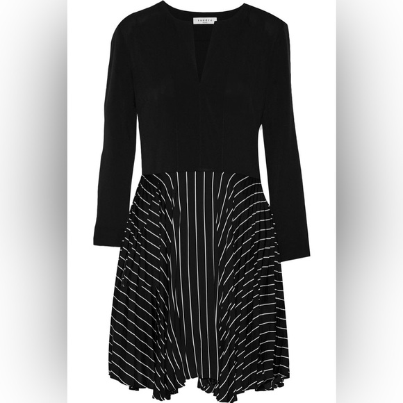Sandro Rozalyn Black and White Striped Pleated Dress Size 1 - Picture 1 of 10